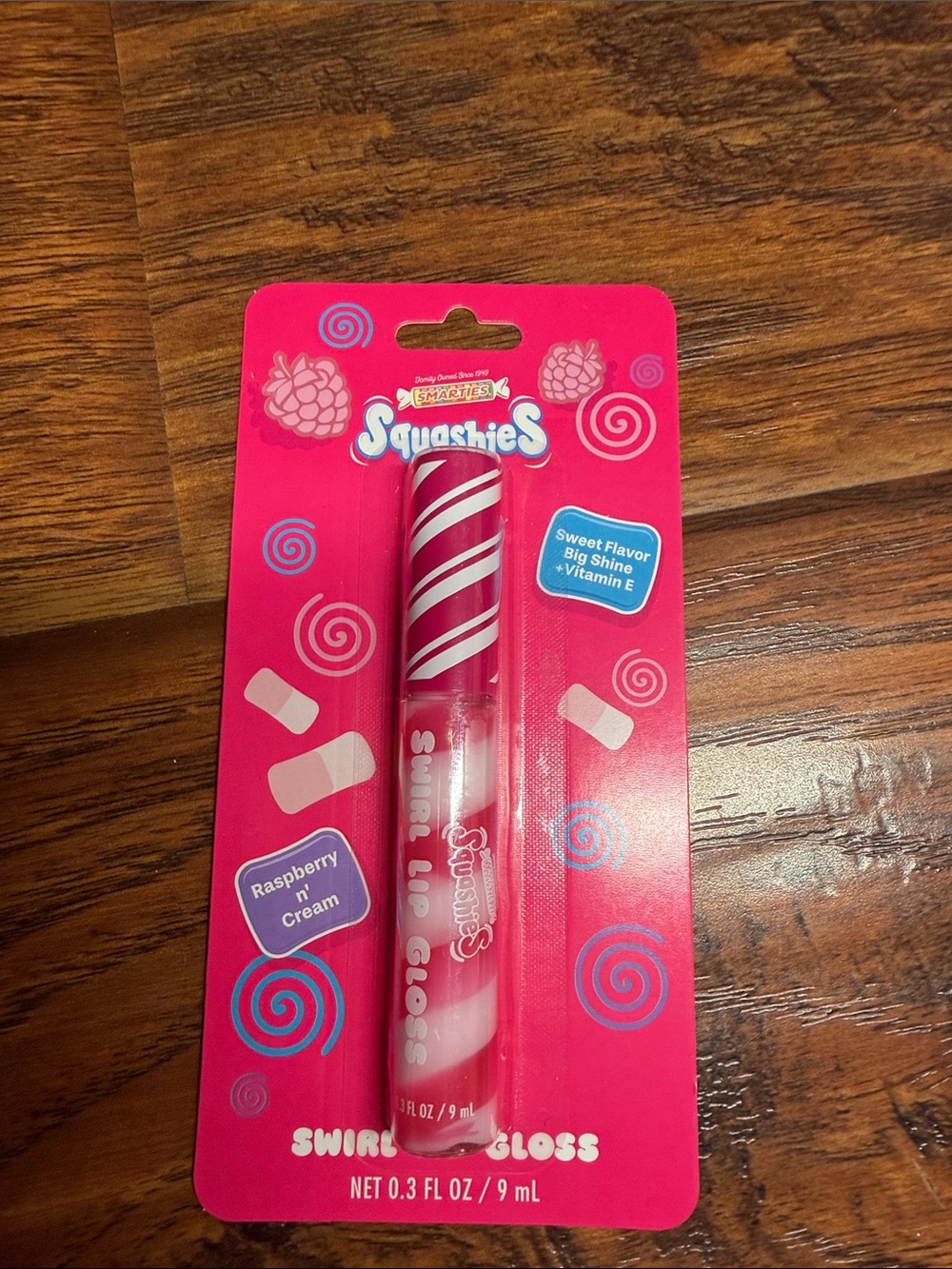 Squashies Swirl Lip Gloss - Raspberry n' Cream Pink. Smarties scented lipgloss